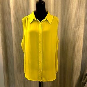 Bright yellow sleeveless shell blouse. New York and Company. Size XXL.
